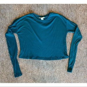 Forever 21 Teal Long Sleeve Crop Top